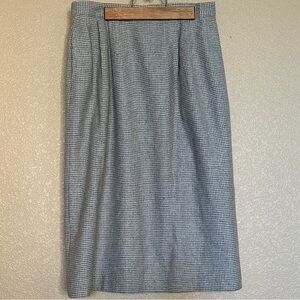 Vintage Wool Blend Grey Houndstooth Pencil Skirt
